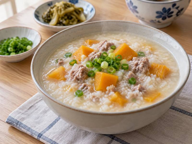 Illustration of Meat & pumpkin congee