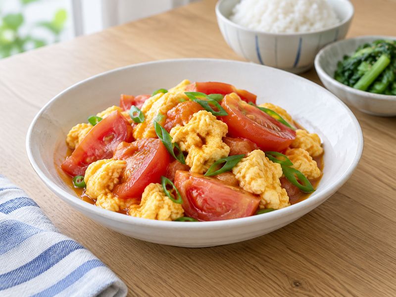 Illustration of Tomato and egg stir-fry