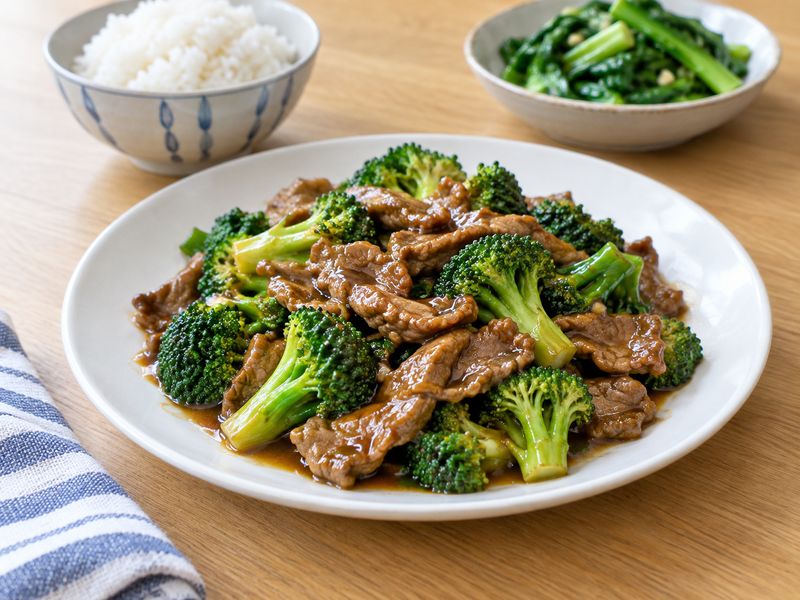 Illustration of Chinese beef and broccoli