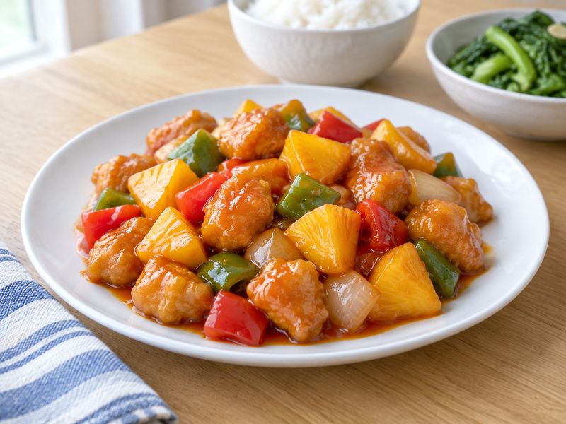 Illustration of Sweet and sour chicken stir-fry