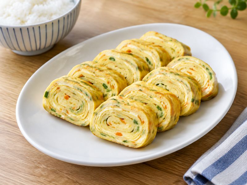 Illustration of Korean rolled omelette (gyeran mari)