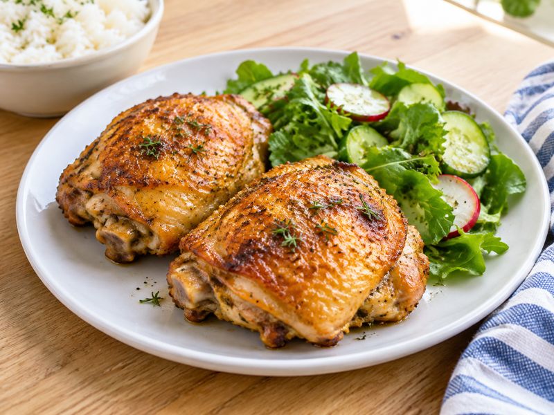 Illustration of Crispy baked chicken thighs