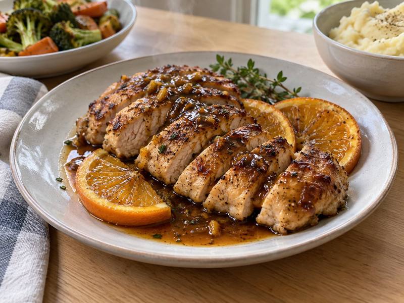 Illustration of Balsamic orange chicken steak