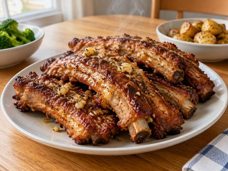 Illustration of Baked garlic baby back ribs