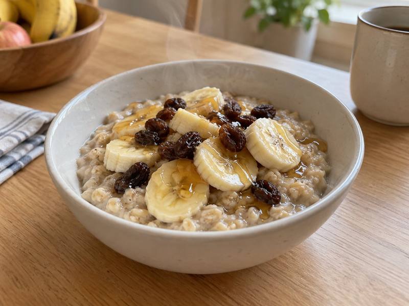 Illustration of Banana honey raisin oatmeal