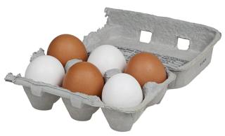 A carton of six eggs